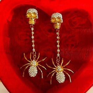 Never Worn Creepy Skulls with drop Spiders Earrings